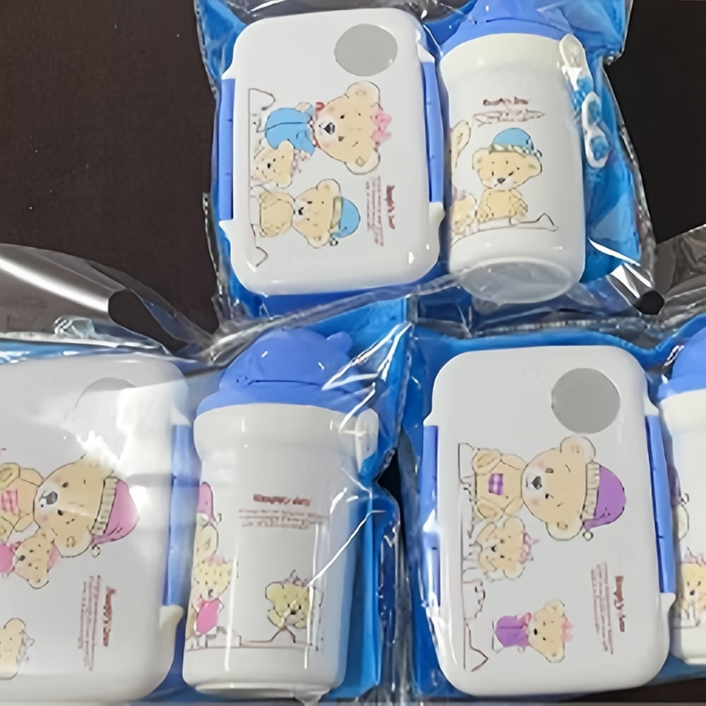 Lunch Box Set with Straw Water Bottle and Durable Plastic for School Work Camping