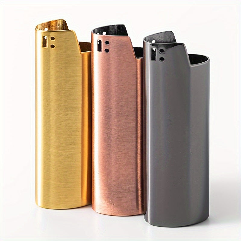 Metal Lighter Shell Durable Metal Case Refillable Lighter Cover Black Golden Tan