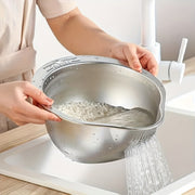 Stainless Steel Kitchen Colander and Washing Bowl for Rinsing Fruits and Vegetables