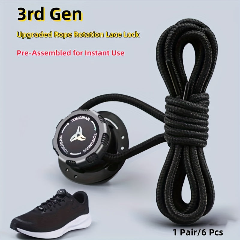 Unisex No-Tie Shoelace Locks Rotating Fasteners for Sports Outdoor Shoes