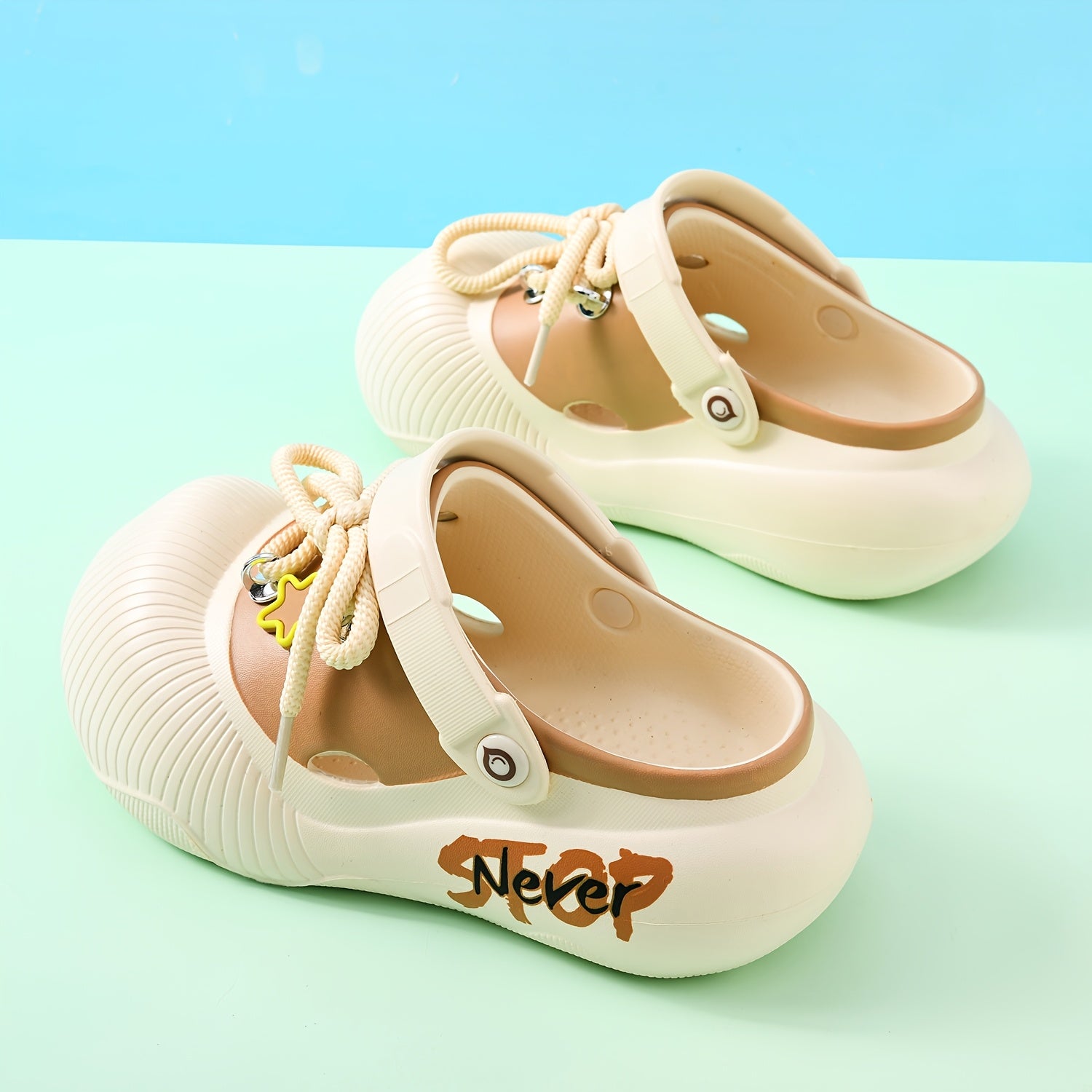 Women's EVA Summer Shoes with Thick Sole, Star Decor, Casual Beach Footwear