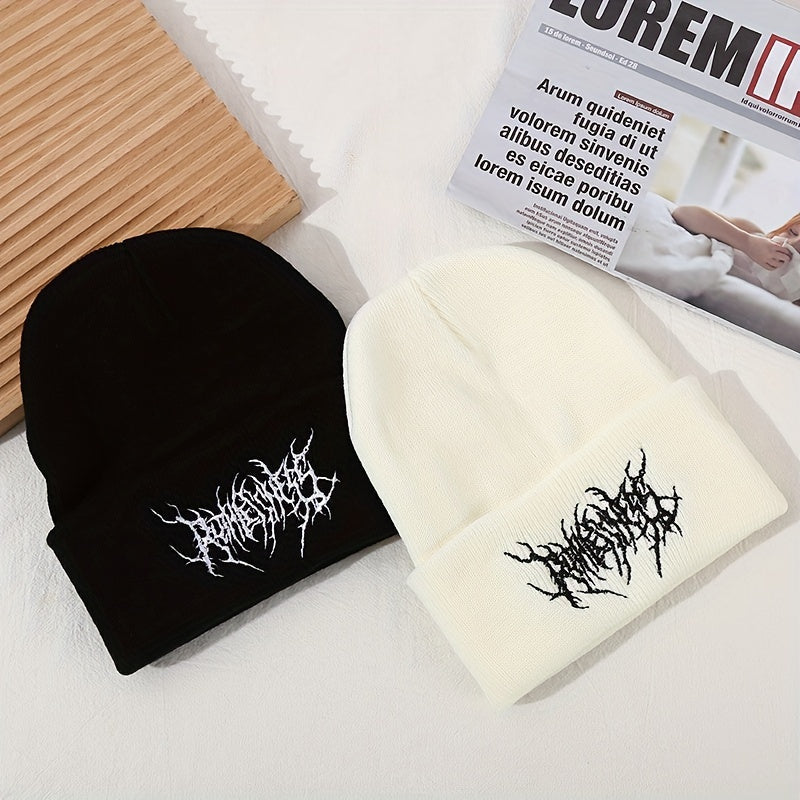 Uniseks Tasodifiy Gotik Chandiq Tikişli Trikotaj Beanie Ko'cha Moda Qish Kapaq