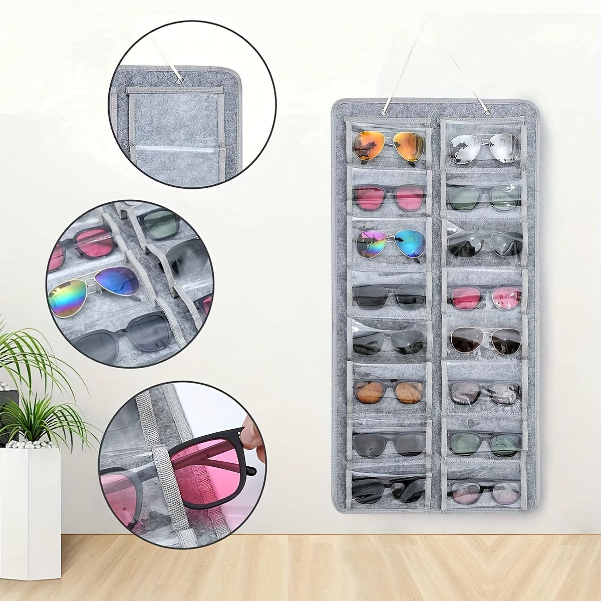 Wall-Mounted Storage Bag for Glasses and Felt Cloth Foldable Organizer