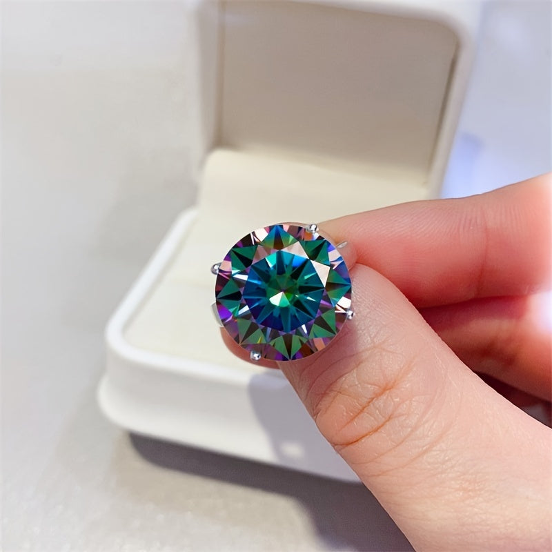 Красивое обручальное кольцо с моиссанитом весом 5 карат цвета D - Изысканное радужное кольцо из стерлингового серебра S925, идеально подходит для особых моментов - Заботливый подарок на дни рождения, годовщины и День матери