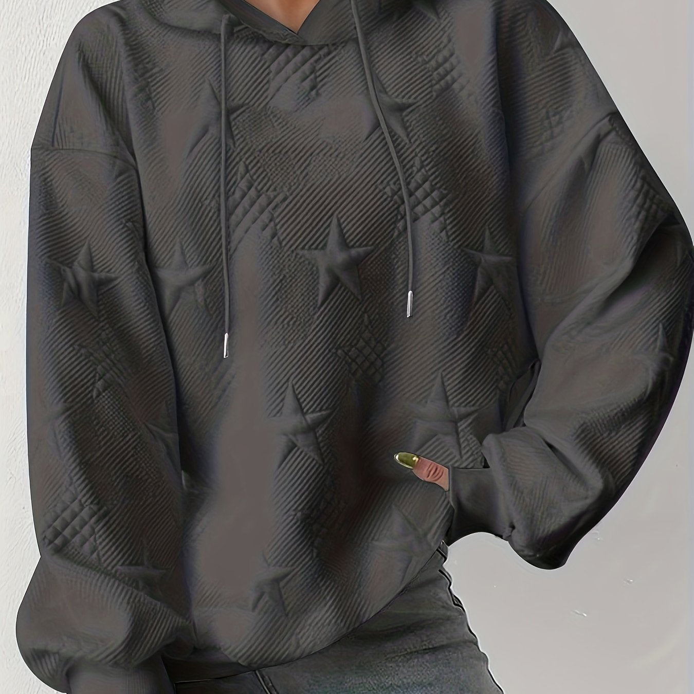 Plus Size Women's Sweatshirt Hooded Drop Shoulder Casual Pullover