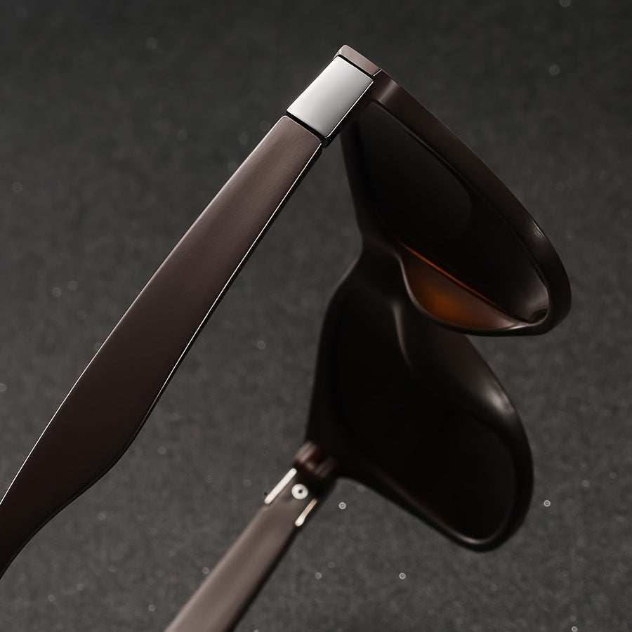 Unisex Vintage Square Glasses Full Rim Polycarbonate Frame Anti-Glare for Driving Hiking and Daily Use