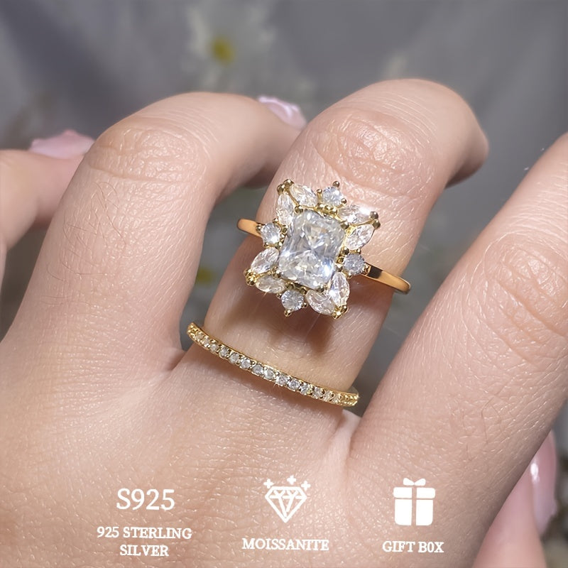 Moissanite Stacking Ring 1-2ct Gold Finish Sterling Silver Engagement Wedding Gift