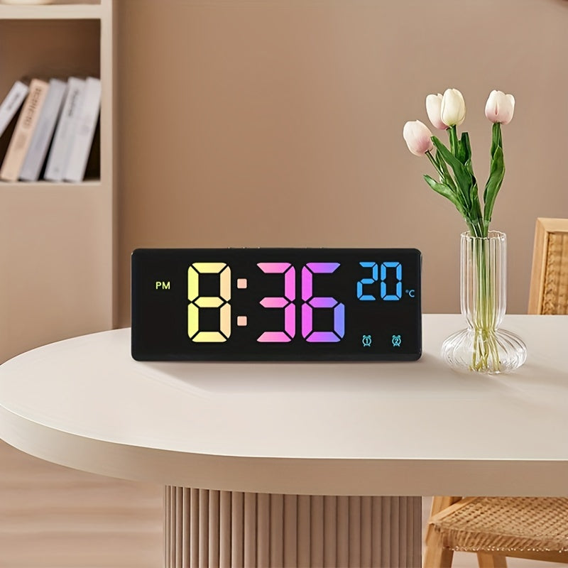 Digital Alarm Clock Voice Control Dual Alarm Night Mode Adjustable Brightness USB Powered