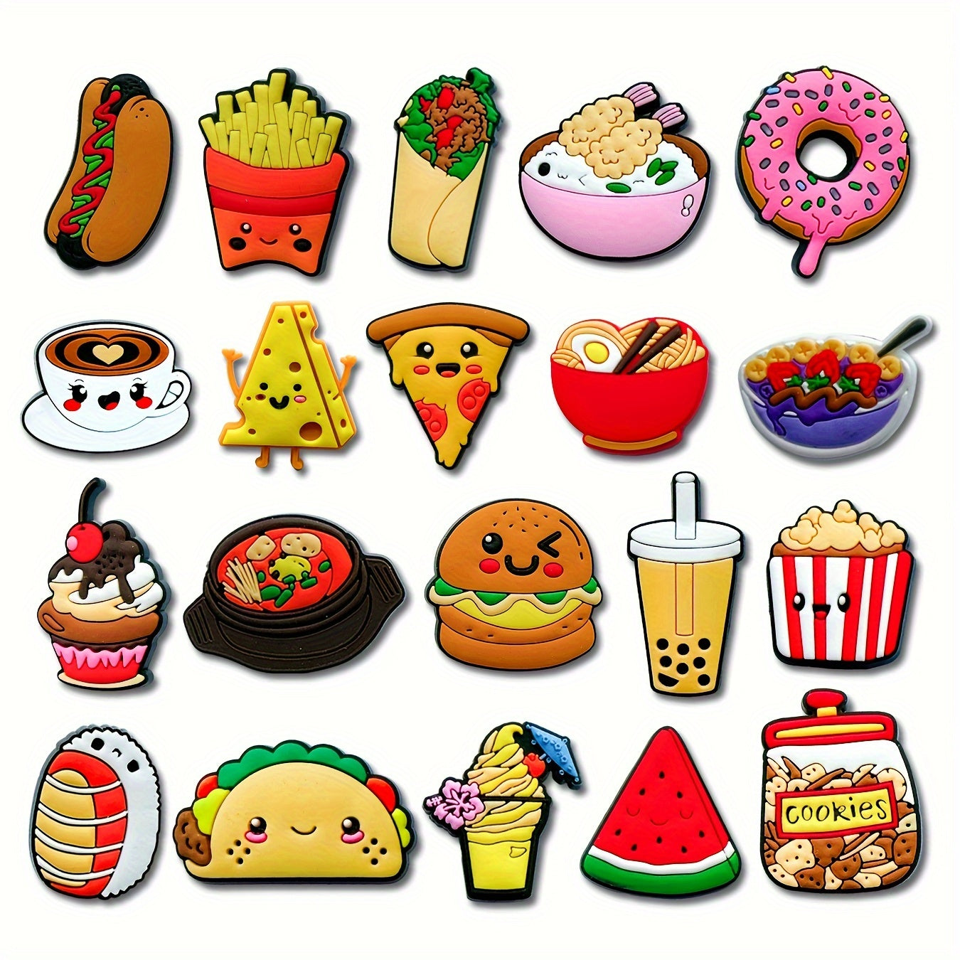 20 dona plastik poyabzal charm'lari uchun klogs sandalilar ajraladigan chiroyli aksessuarlar