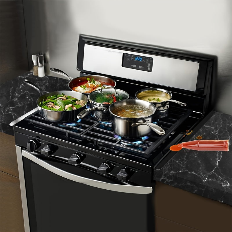 Набор из 2 накладок на зазор между духовкой и плитой из нержавеющей стали, термостойкие, легко очищаются, заполняют зазоры