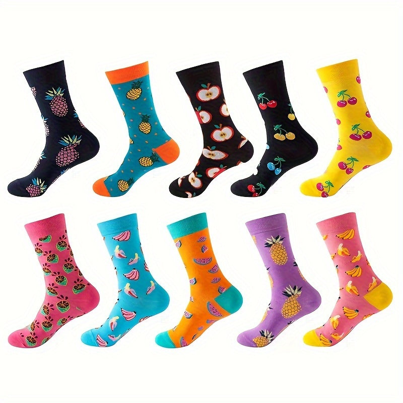 Мужские носки-кастомы 10 пар с мультяшным аниме узором, дышащий хлопковый микс, повседневные, для всех сезонов