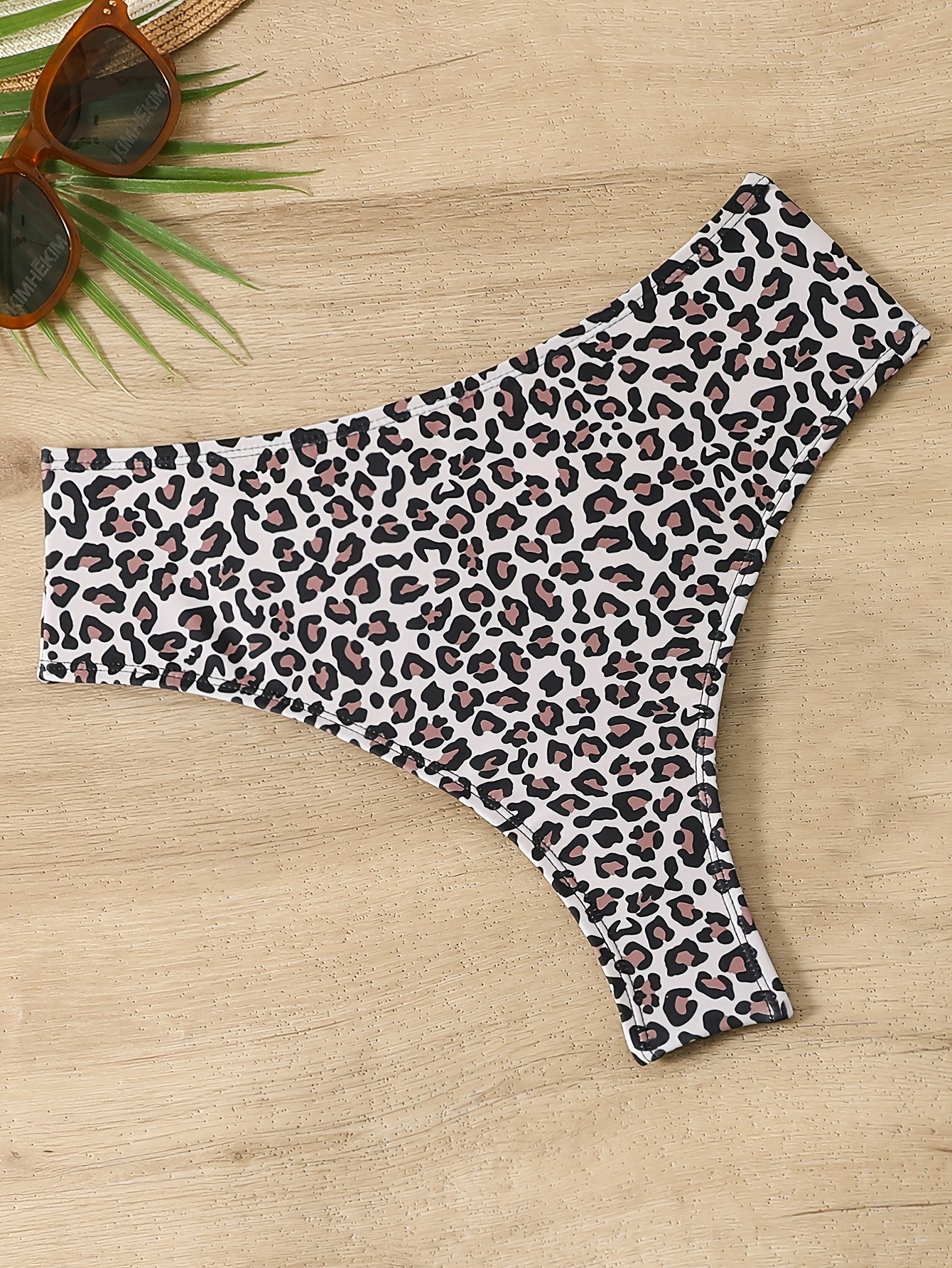 Women's Summer Bikini Set Black White Leopard Print High Stretch Knit Fabric