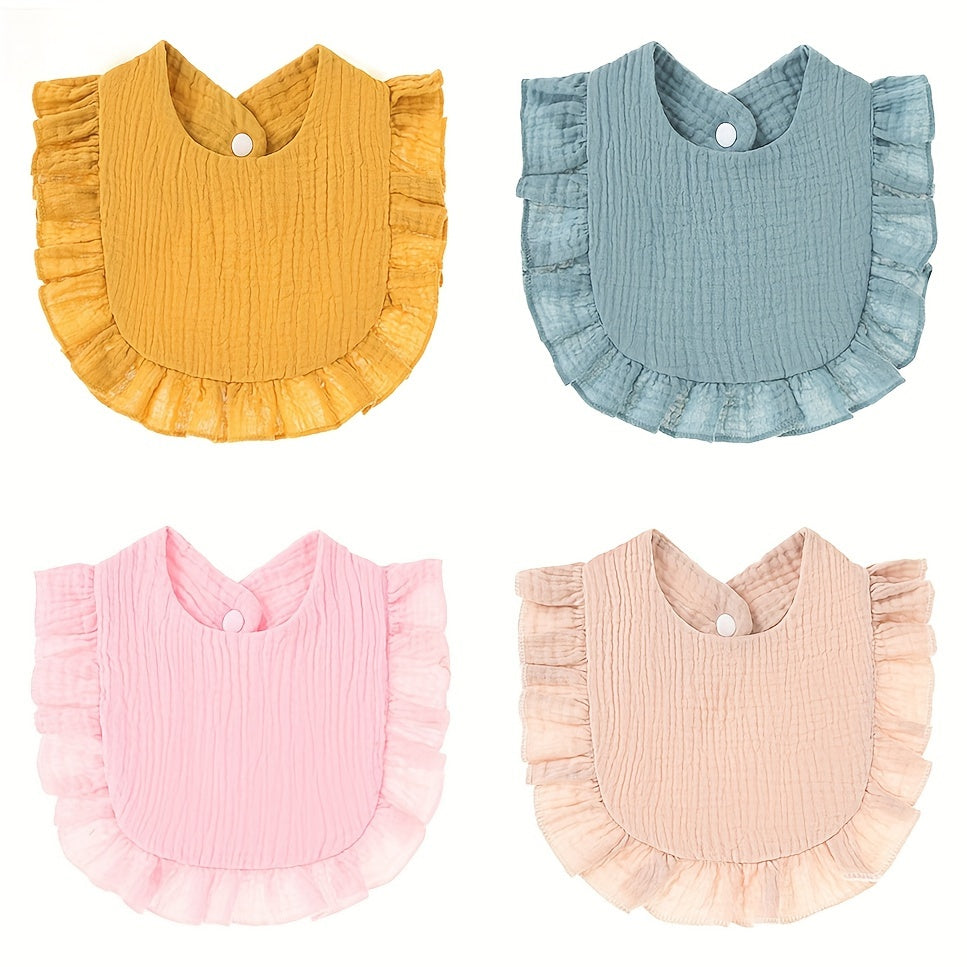 Juego de 4 baberos de muselina para bebés, baberos para la dentición y el babeo para infantes y niños pequeños