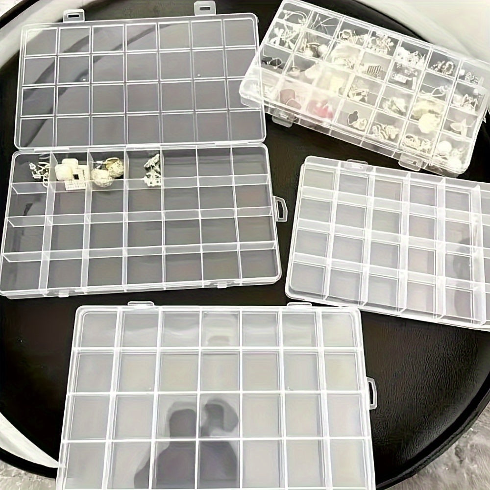 Caja organizadora de joyas de plástico con 28 compartimentos para cuentas y almacenamiento de joyas