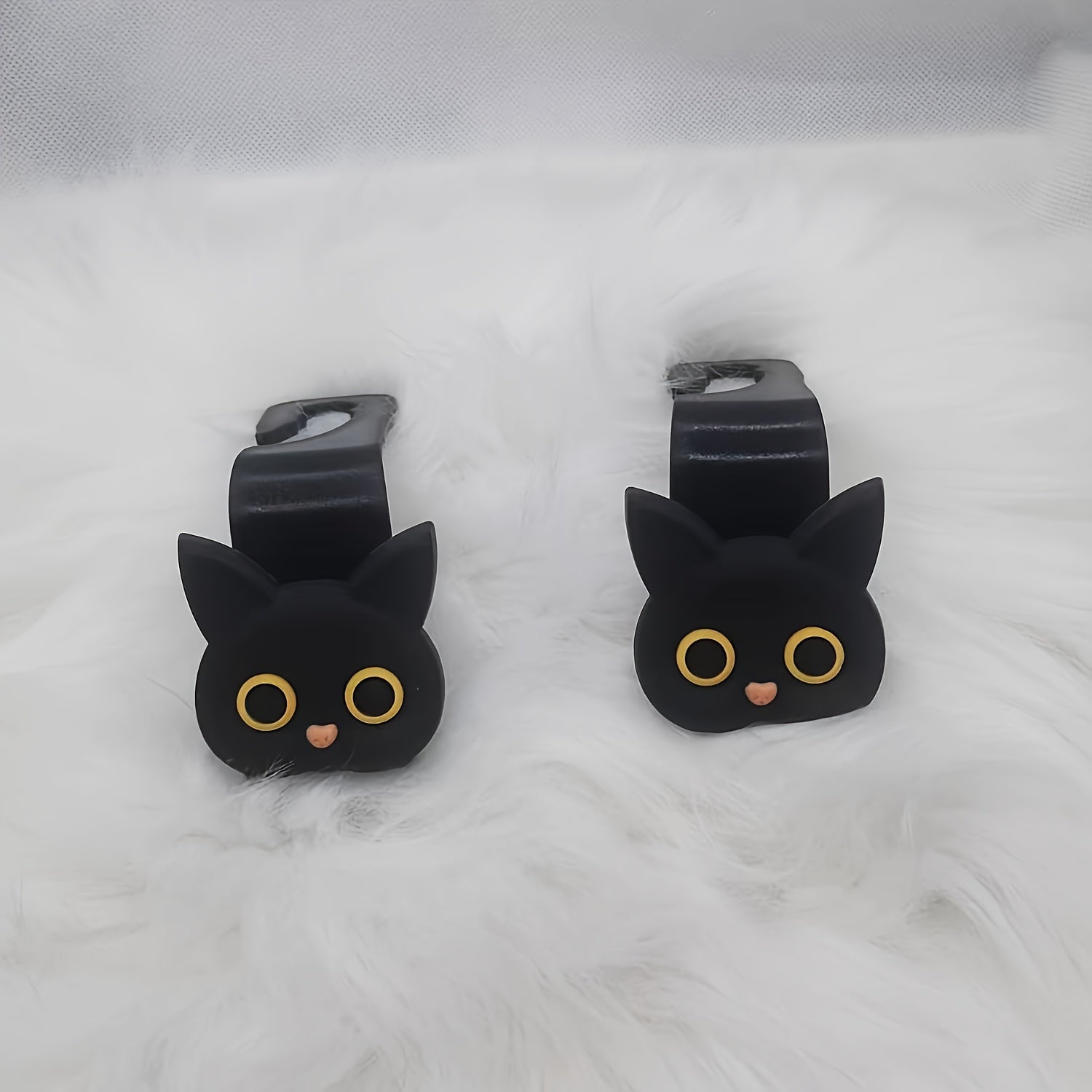 2-Pack Creative Cat Design Car Headrest Hooks PVC Auto Backseat Hangings