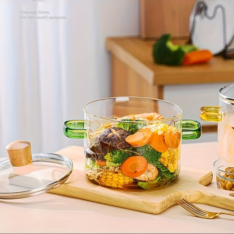 Olla de vidrio de borosilicato de gran capacidad para guisos, sopas, curry y pan