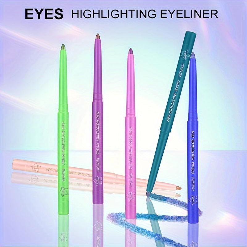 Women Color-Shifting Eyeshadow and Eyeliner Stick Waterproof Long-Lasting Vibrant Orange Pink Purple Green