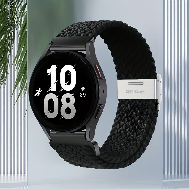 Nylon Braided Sport Loop Band for Galaxy Watch 4 5 6 7 and Active 2 3 4 5 22mm Strap for Men Women