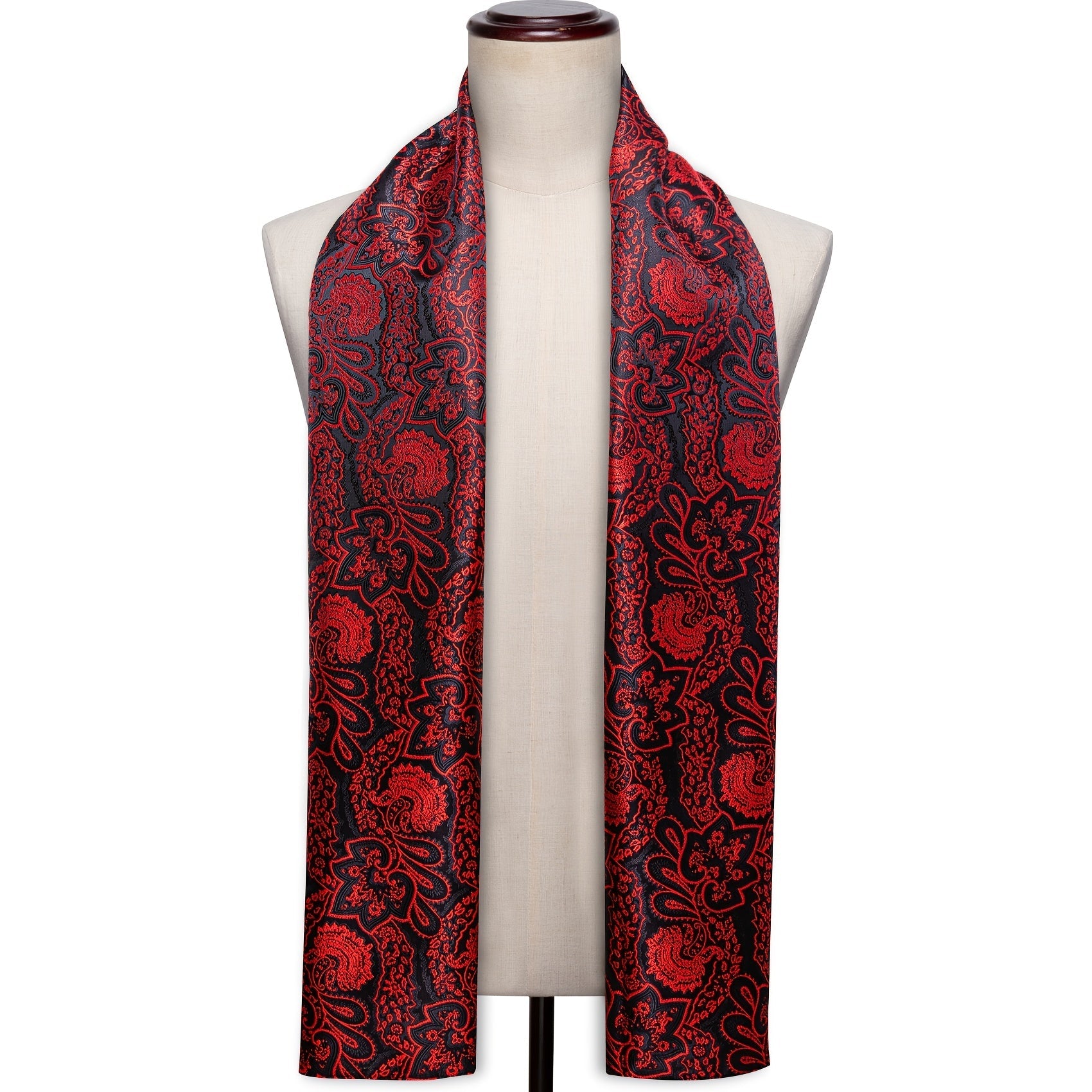 Men's Black Jacquard Paisley Floral Scarf for Autumn Winter