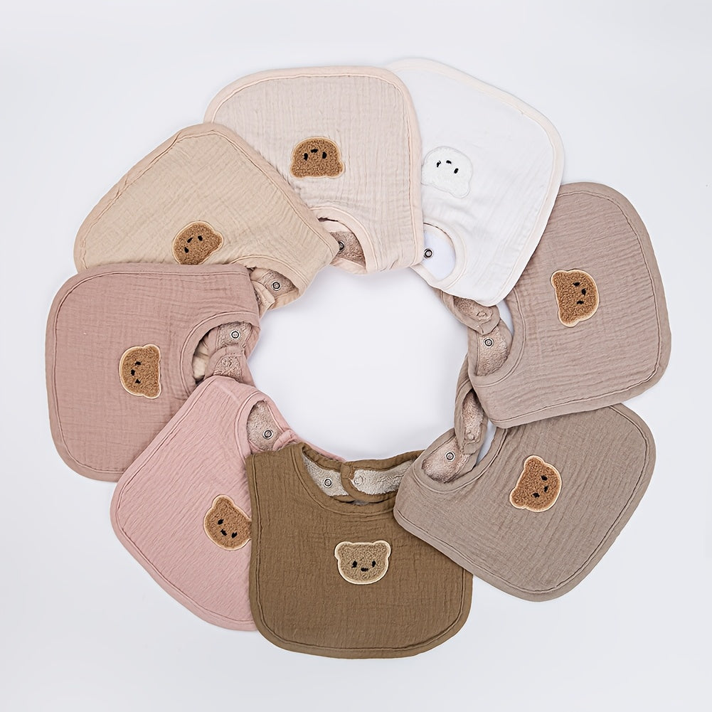 Set of 3 Baby Bibs for Newborns Waterproof Muslin Bibs with U-Absorbent Pockets for Feeding and Burping