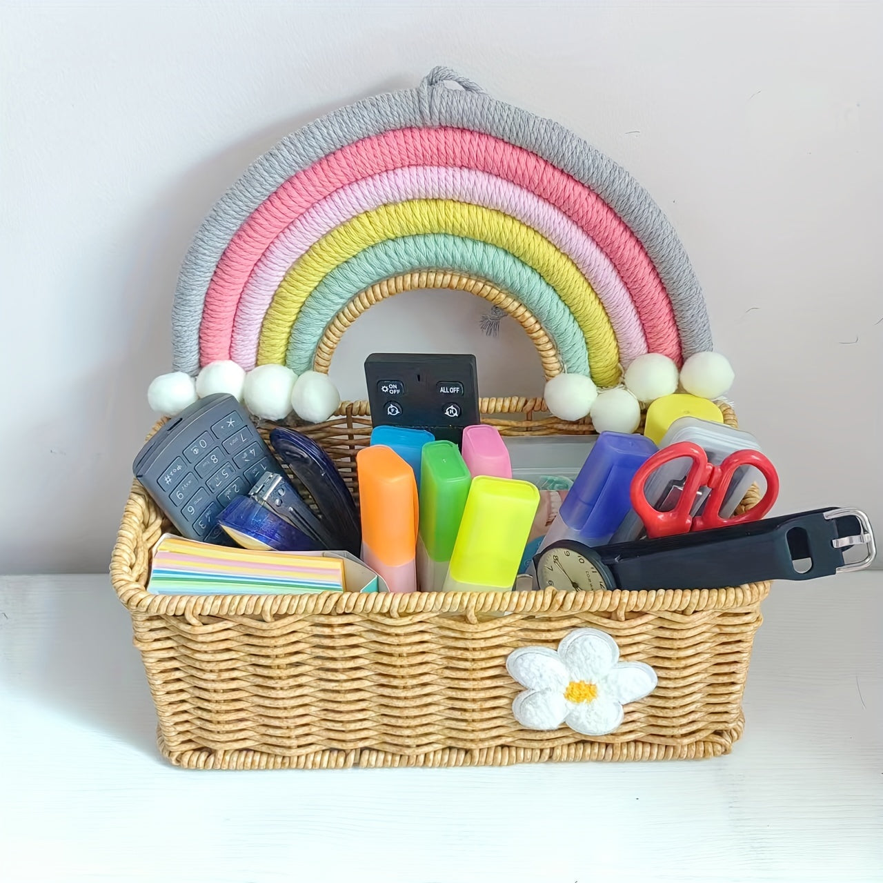 Rainbow Bamboo Basket for Snacks Cosmetics Keepsakes