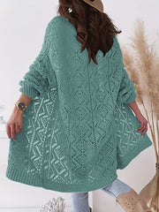 Plus Size Knitted Cardigan Open Front Long Sleeve Casual Womens Clothing