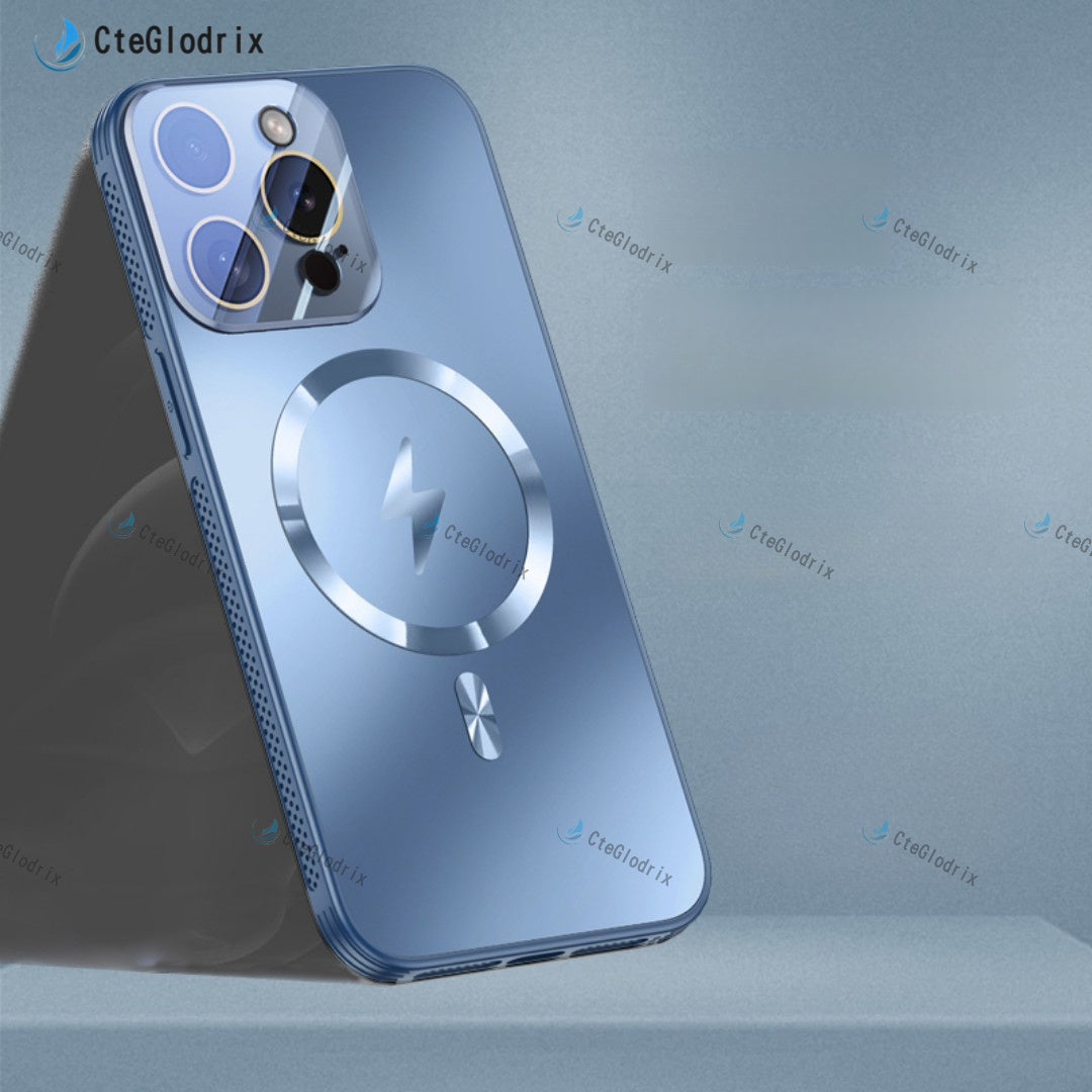 Titanium Metallic Matte Phone Case for iPhone Shockproof Wireless Charging Camera Lens Protection