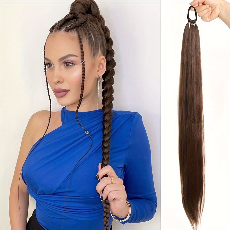 Women's Synthetic Ponytail Extensions 71cm Long Black Hairpiece Elastic Band