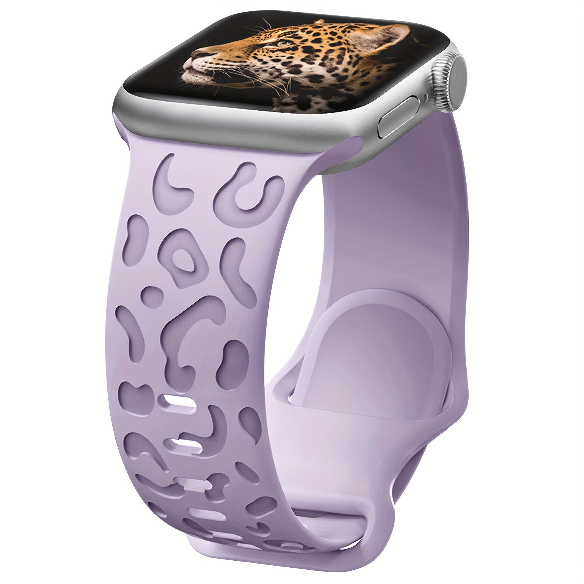 Waterproof Silicone Watch Band for IWatch Series 8 7 6 5 4 3 2 SE Leopard Engraved
