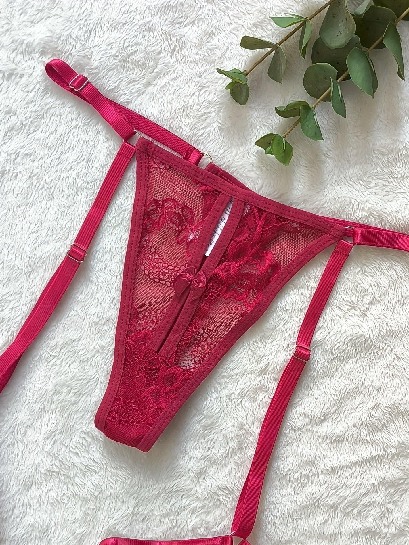 Women's Red Lace Thong Panties Summer Seductive Transparent Adjustable Straps