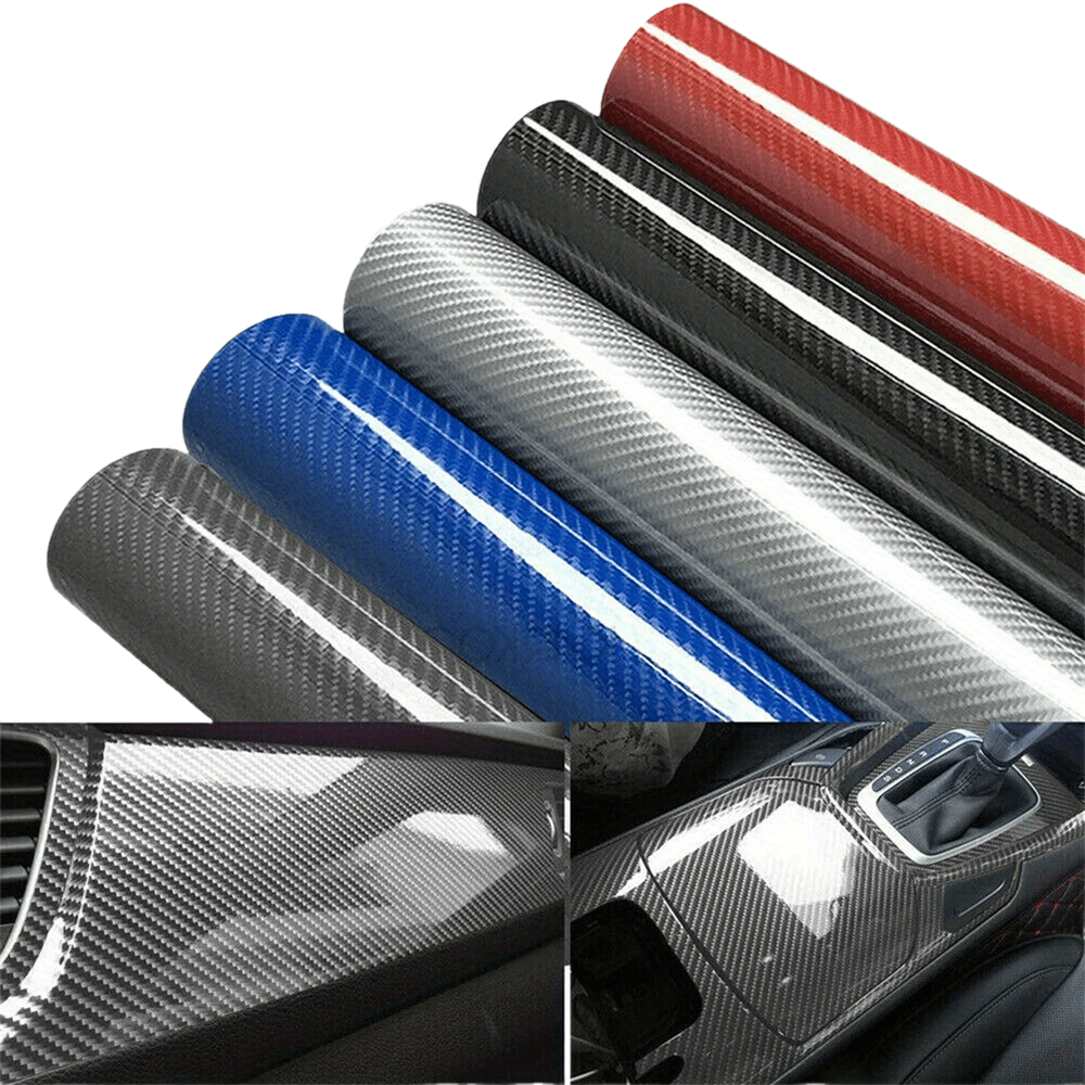 Car Interior Wrap Sticker Glossy Carbon Fiber Vinyl Film 10x152cm