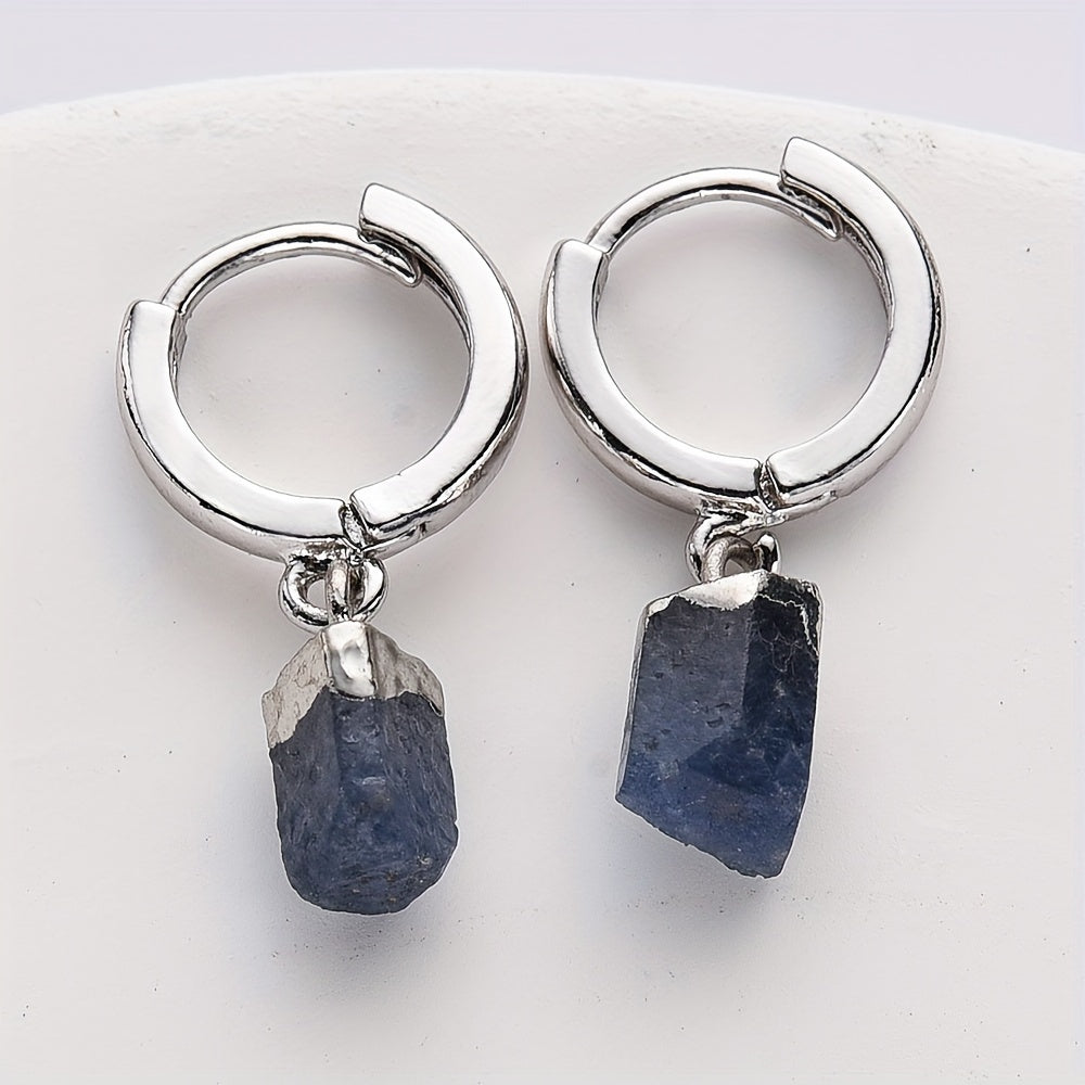 Pendientes de cobre con piedras de cristal natural para mujeres y niñas