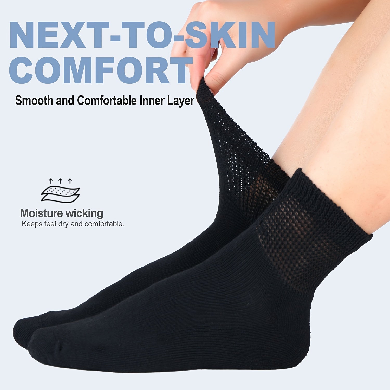 4 Pairs Diabetic Ankle Socks Men Women Non-Binding Loose Fit Cotton Nylon Spandex