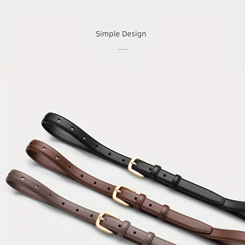 Women's Slim PU Belt with Pin Buckle for Jeans and Pants