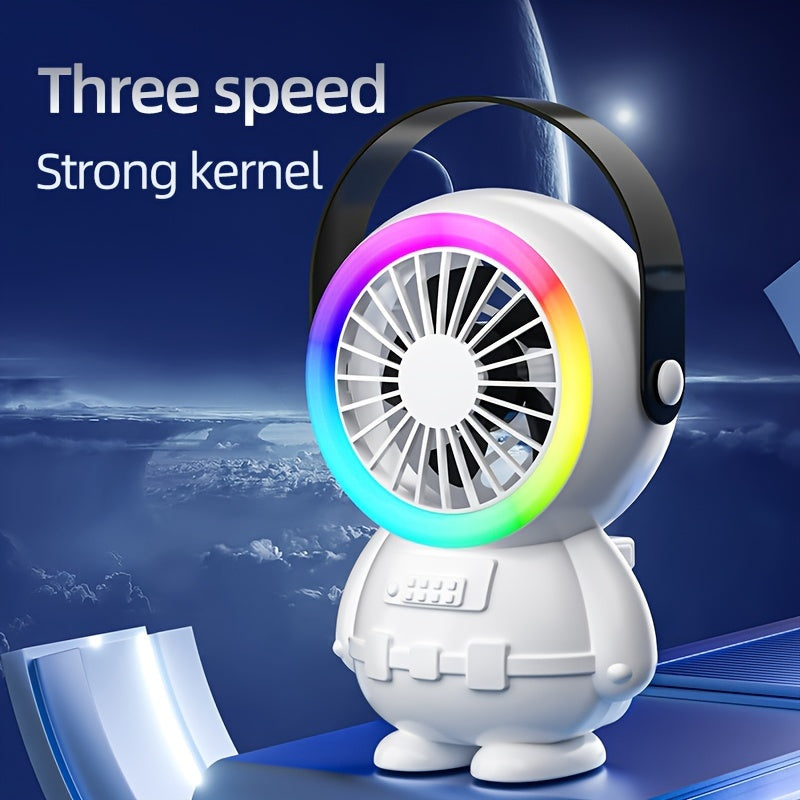 Astronaut USB Fan Rechargeable Portable with 3 Speed Settings for Indoor Outdoor