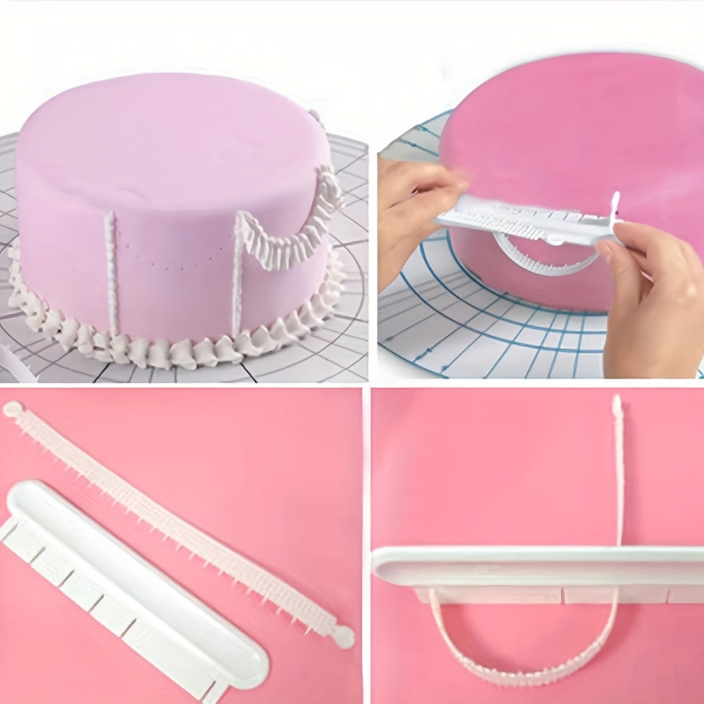 Fondant torti Arc ruler bezash asbobi to'plami, pishirish va shirinlik san'ati uchun o'lchovli o'lchov bilan