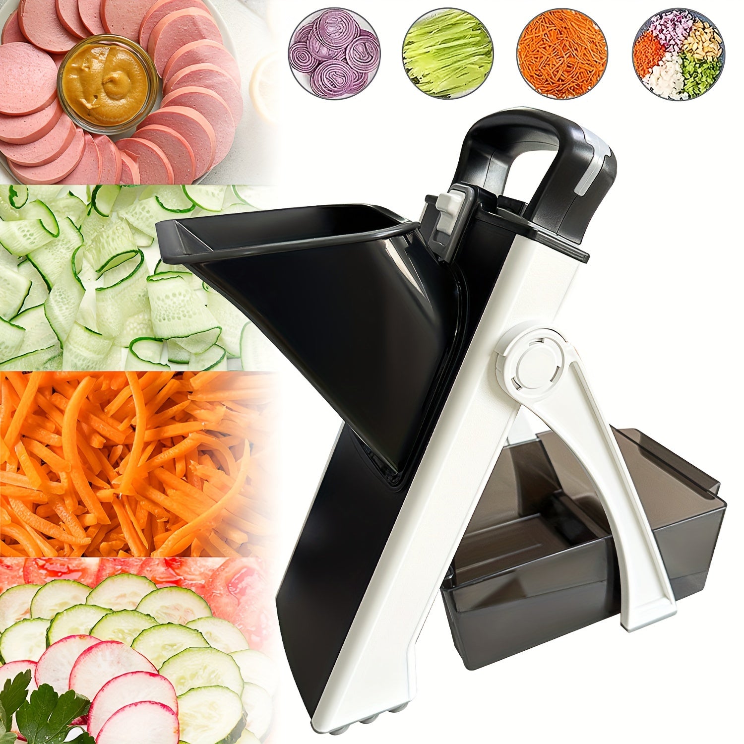 Adjustable Safety Vegetable Slicer with Stainless Steel Blade for Fruits and Vegetables