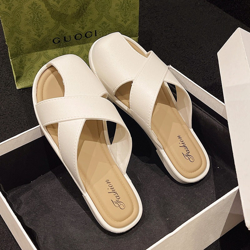 Ayollar uchun slayd sandalki bo'sh dizayn yozgi bir rangli minimalistik qulay