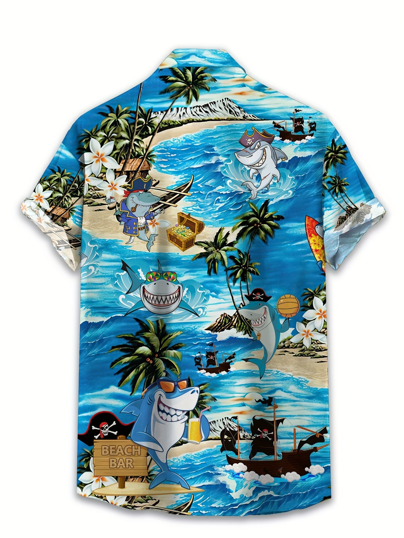Plus Size Men's Hawaiian Shirt Short Sleeve Casual All Over Flamingo Cowboy Print Polyester