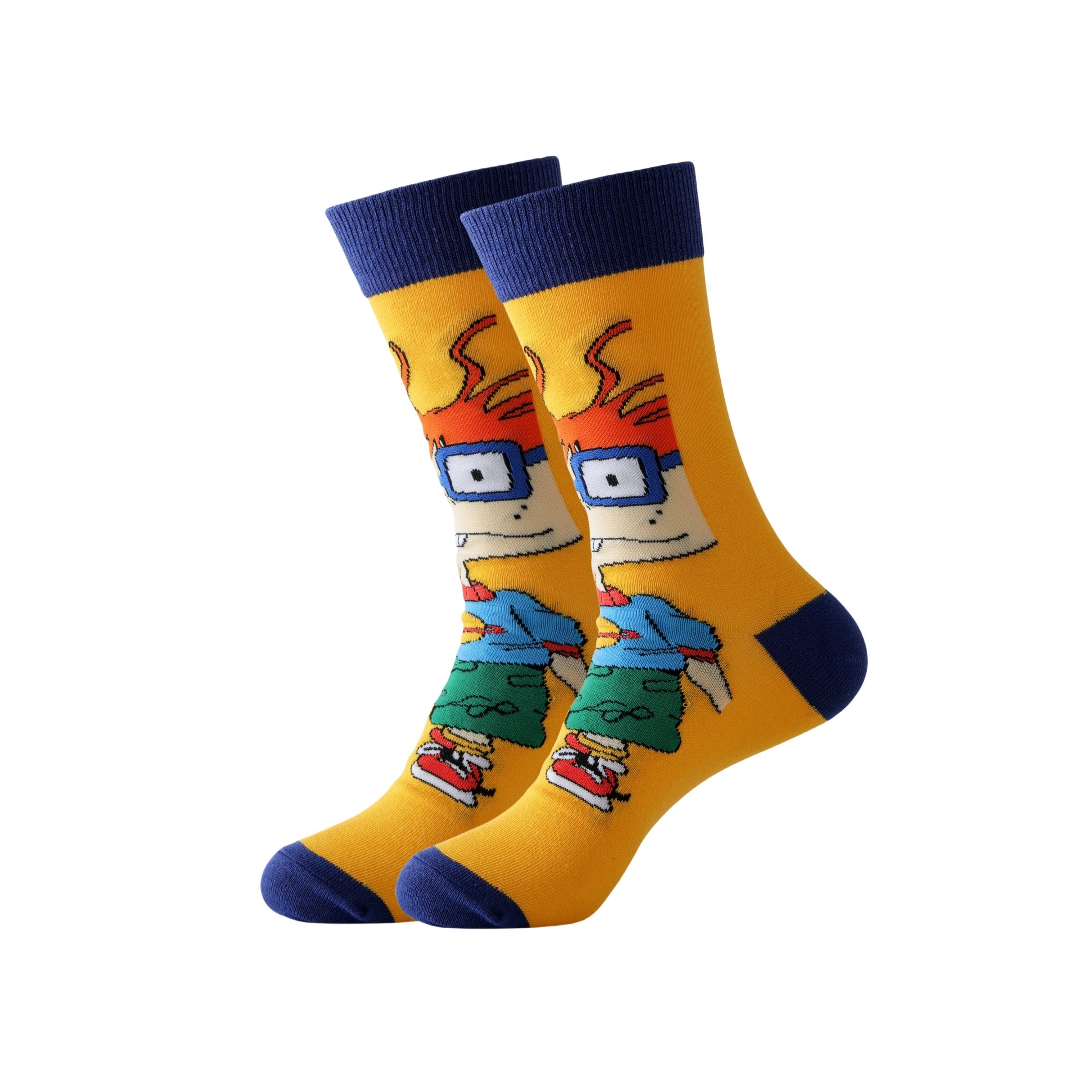 Men's Cartoon Crew Socks Breathable Soft Elastic Spring Summer Pack of 5