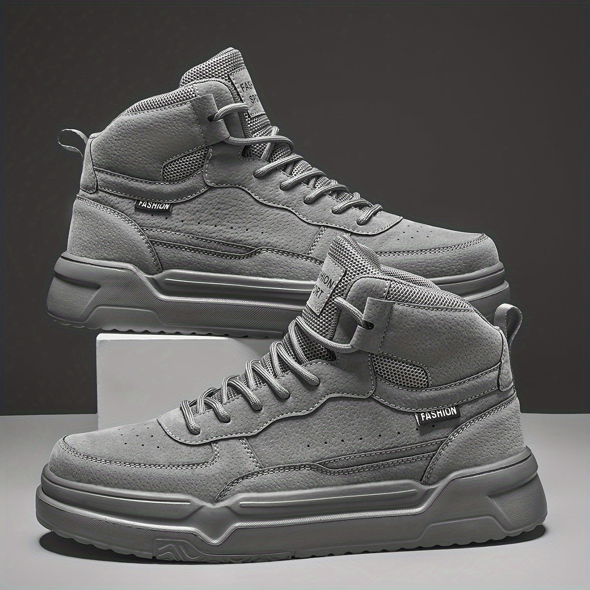 Men's High-Top Graphic Sneakers Casual Running Street Shoes Durable PU Fabric