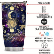20oz Stainless Steel Tumbler with Stars and Moon Design for Travel and Office