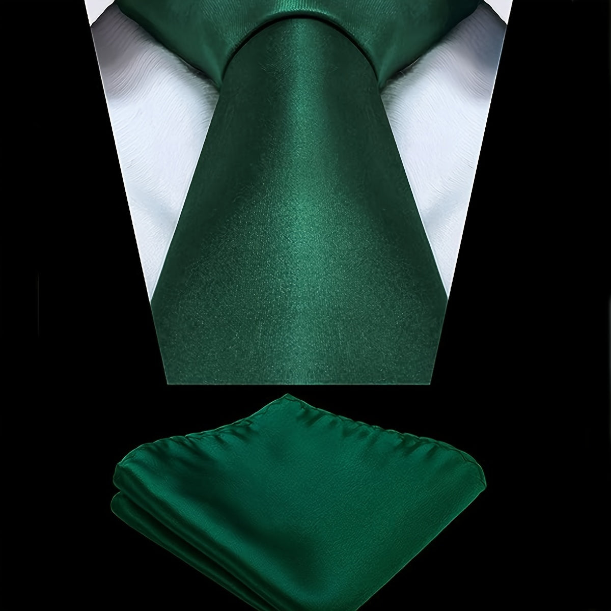Men's Plain Color Tie and Pocket Square Set with Handkerchief and Business Tie