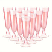 Bulk 25 Pushti va shaffof plastik shampan stakanlari, bir martalik akrilik to'y partiyasi stakanlari