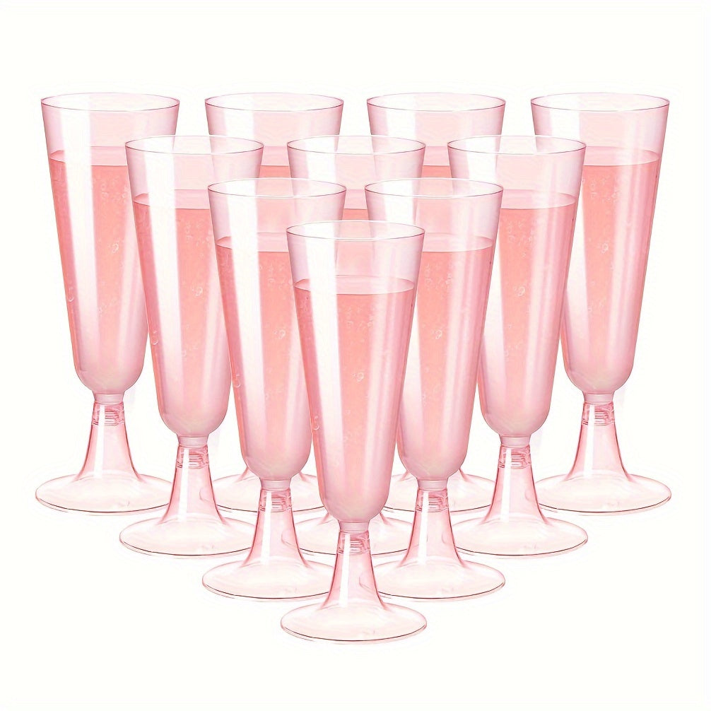 Bulk 25 Pushti va shaffof plastik shampan stakanlari, bir martalik akrilik to'y partiyasi stakanlari