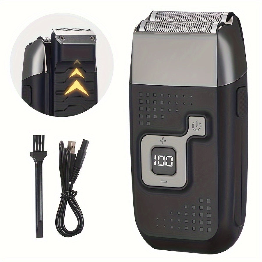 Men's Cordless Electric Razor with USB Rechargeable Twin Blade Trimmer and Washable Shaver