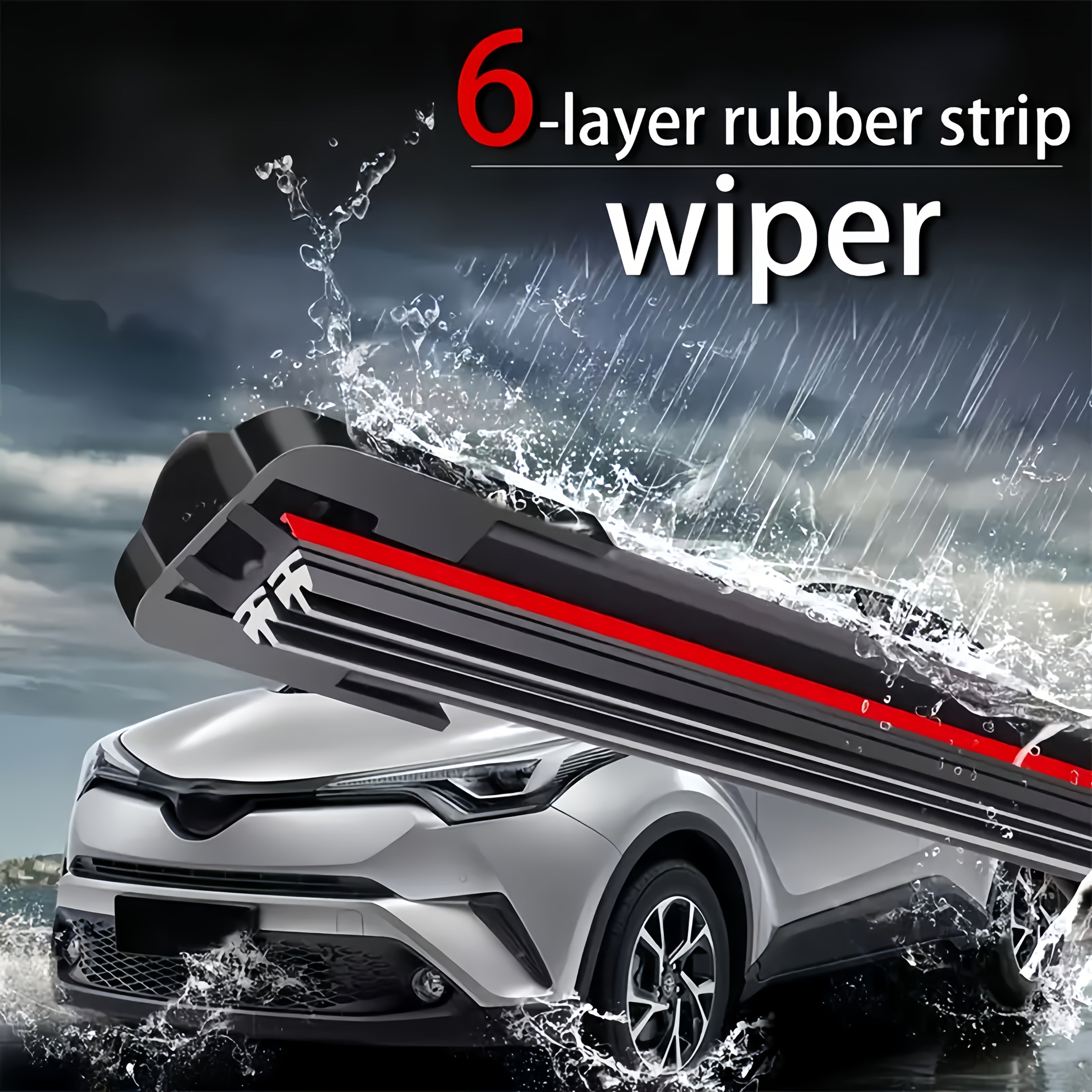 Car Windshield Wiper Blade Set with 4 Adapters, Durable Rubber, 35.56–71.12cm