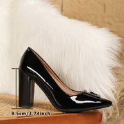 Women's Pointed Toe Stiletto Heel Pumps Glossy Office Shoes Red Green Black