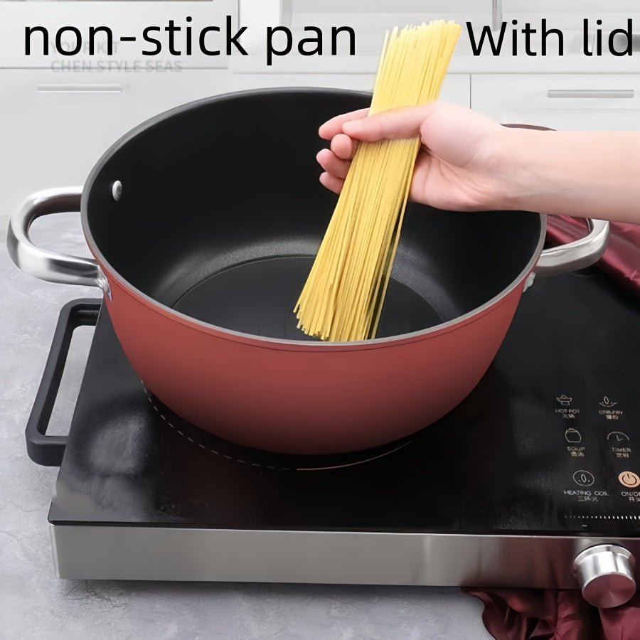 Durable Enameled Cast Iron Soup Pot Non-Stick Coating High Temp Suitable for Home and Commercial Kitchens