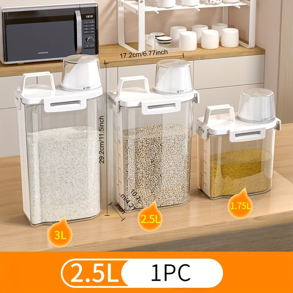 Leak-Proof Square Food Storage Container for Grains Nuts Flour Rice